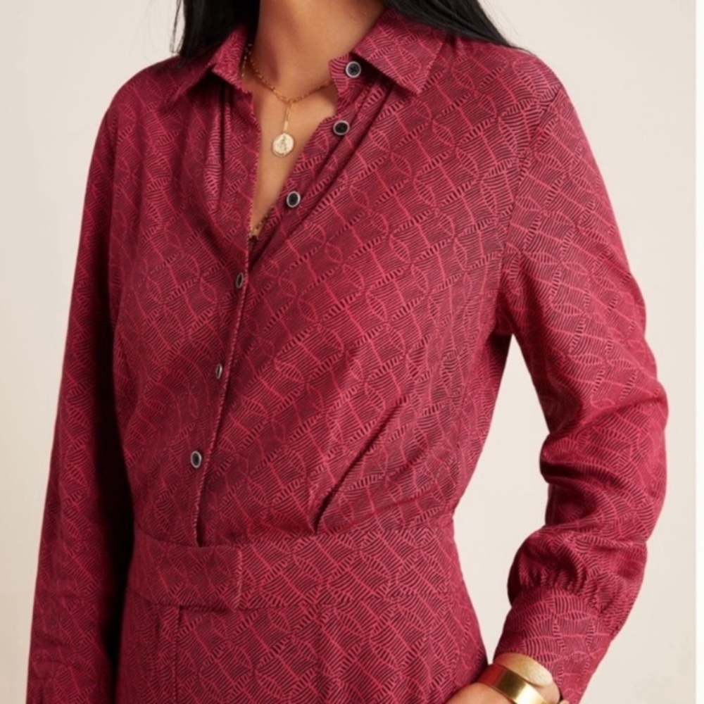 Anthropologie Loveland Wide Leg Jumpsuit Red Black